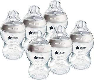 Tommee Tippee Natural Start Baby Bottles for 0m+, Pack of 6 260ml Baby Bottles, with Slow Flow Breast-Like Teat for a Natural Latch, Self-Sterilising and BPA Free, Baby Feeding Essentials