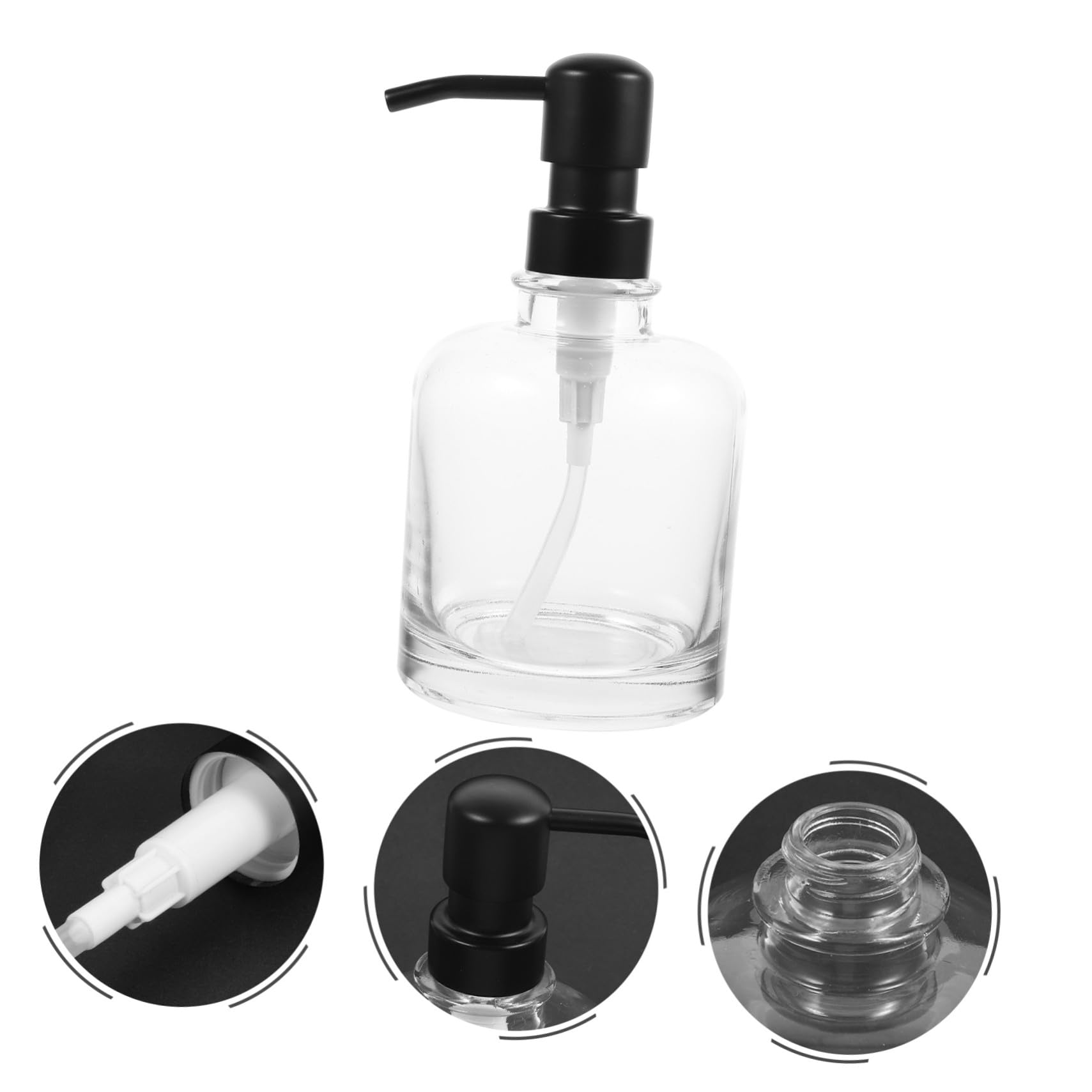 TOYANDONA 2 Piezas Dispensador de Jabón de Vidrio Transparente con Bomba de Acero Inoxidable Reutilizable y Compacto para Champú Gel y Baño para Baño y Viaje de Unidades Botella