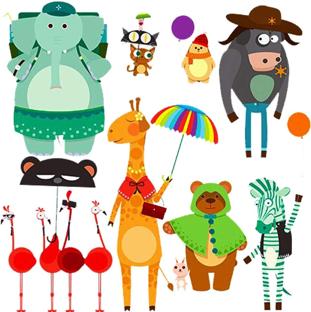 DEKOSH Colorful & Vibrant Animal Nursery Wall Decals | Peel & Stick Jungle Wall Decals for Baby Nursery, Kids Playroom Decoration