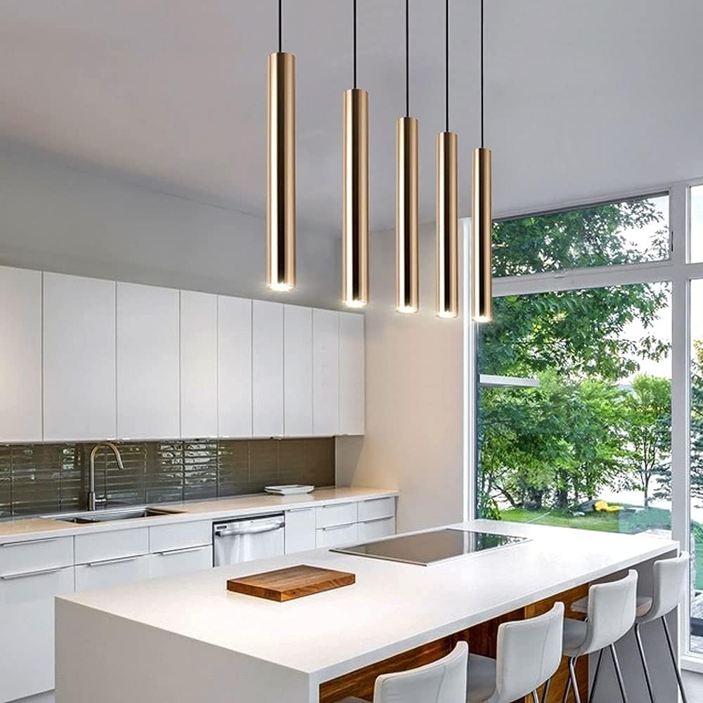 Wall Lamp，Led Gold Light Fixture, 3 Color Mode Aluminum Ceiling Hanging Spotlight Accent Lamp, 7W Indoor Suspension Lamps for Kitchen Island Dining Room Decor Lighting