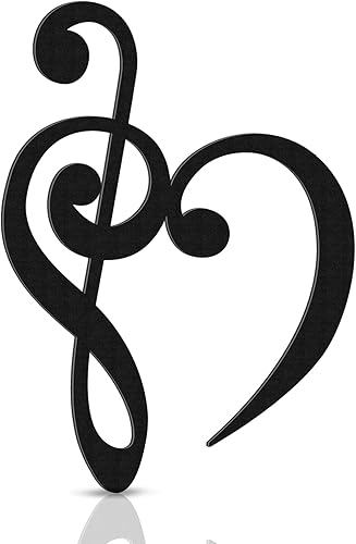 Amyhill Letrero de notas musicales de madera, arte de pared de corazón de madera, símbolo de música de corazón, decoración de pared con forma de