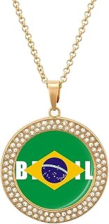 Brazil Brazilian Flag Women's Pendant Necklace Charms Necklaces Circle Fashion Jewelry