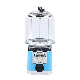 Gumball Machine, 16H Home Candy Vending Machine, PC Gumball Dispenser, Store Bulk Bubble Gum Machine, Coin Operated Gumball Bank for Toy Capsules Bouncy Balls Candy, Accept 25 Cents (Blue)