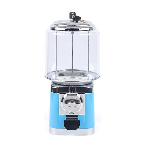 Gumball Machine, 16H Home Candy Vending Machine, PC Gumball Dispenser, Store Bulk Bubble Gum Machine, Coin Operated Gumball Bank for Toy Capsules Bouncy Balls Candy, Accept 25 Cents (Blue)
