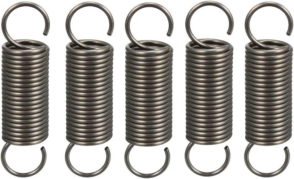 sourcing map 5Pcs Extended Tension Spring Wire Dia 0.04", OD 0.39", Free Length 1.57" Spring Steel Small Dual Hook Tension Springs for Production