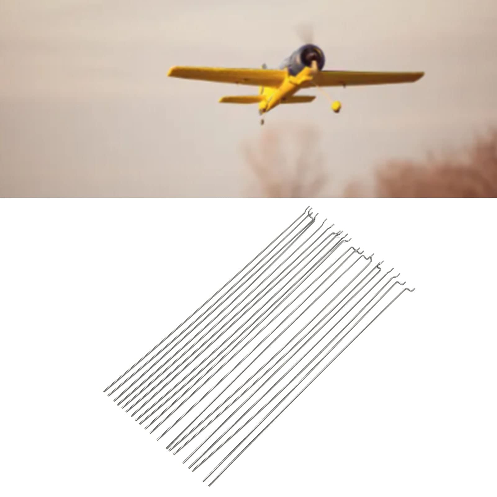 ECSiNG 15pcs Kit de Klaxon de Commande d'avion à Aile Fixe 1.2 x 200mm Poussoir 1.3mm Connecteur de Poussoirs Accessoires de Klaxon de Commande pour Avions Modèles RC Hélicoptère RC