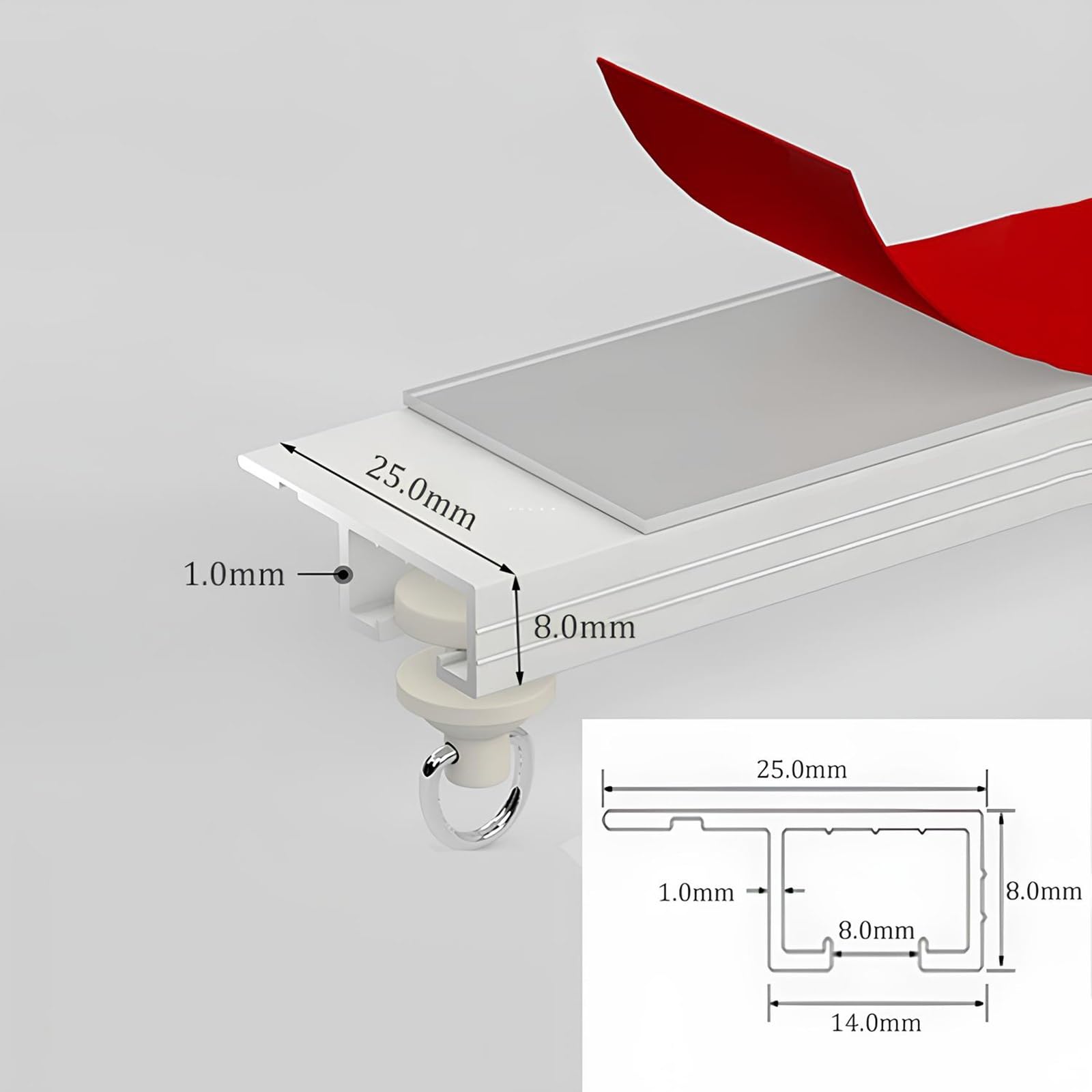 Czarny aluminiowy samoprzylepny 1-kanałowy uchwyt do dzielników pomieszczeń, pryszniców i balkonów - 300 cm (9,8 ft) rozwiązanie ścienne/sufitowe do nowoczesnych przestrzeni