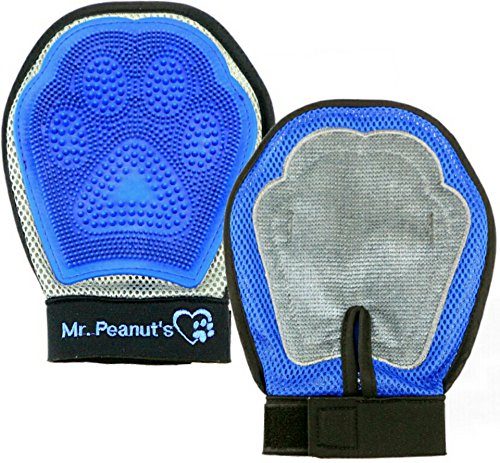 Mr. Peanut's Grooming Glove Brush for Either Hand - Deshedding Aid - Pet Hair Remover Mitt - for Long and Short Hair Grooming of Dogs, Horses, Bunnies and Some Agreeable Cats - Pet Massage