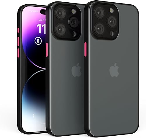 Miniatura 1 de 1089 Brands Funda para iPhone 15 Pro Max con (1) protector de pantalla de vidrio templado, acabado mate translúcido, protección a prueba de golpes,