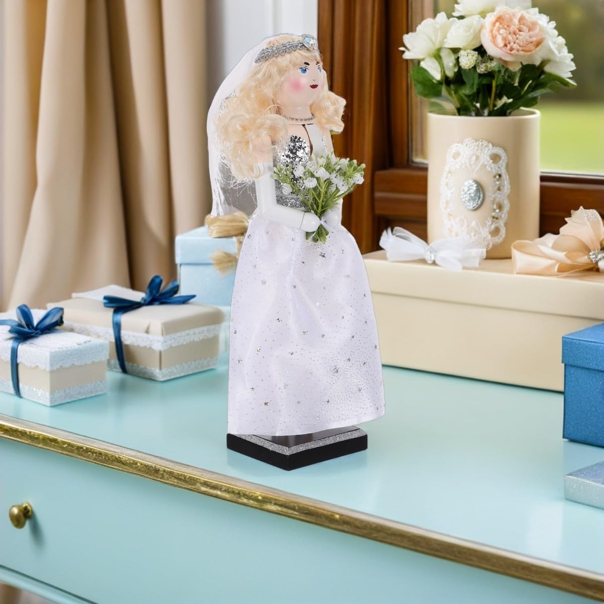 Sewroro Figura Cascanueces Soldado de Madera Clara para Bodas Festivas