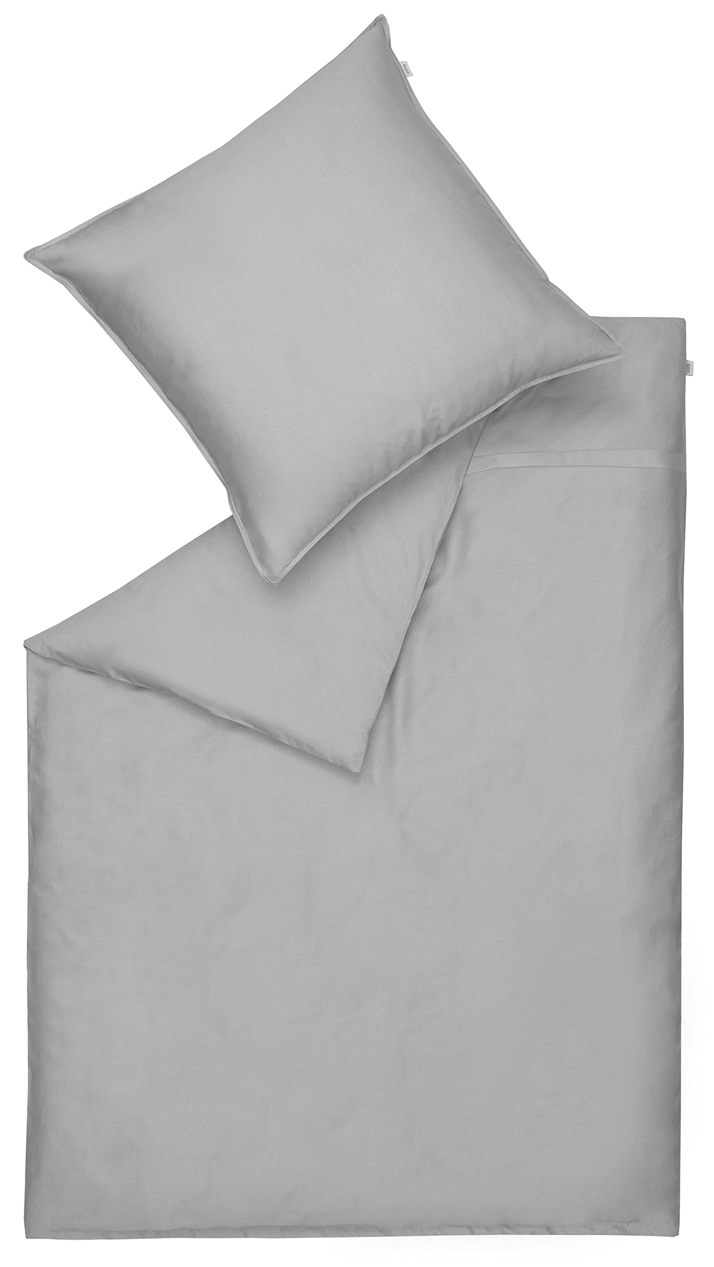 Ropa de cama Pure 135 x 200 gris – Ropa de cama de algodón – Juego de ropa de cama con funda de almohada de 2 piezas – Funda de almohada de 80 x