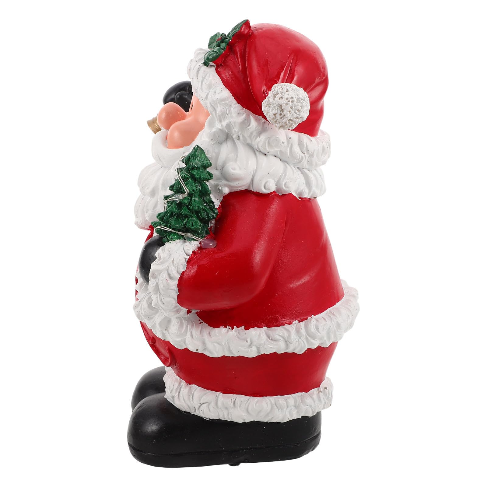 Figura de Papá Noel Navideño Luz y Música, Decoración de Resina Roja para Salas y Hoteles Diseño Detallado y Alimentación Dual por USB