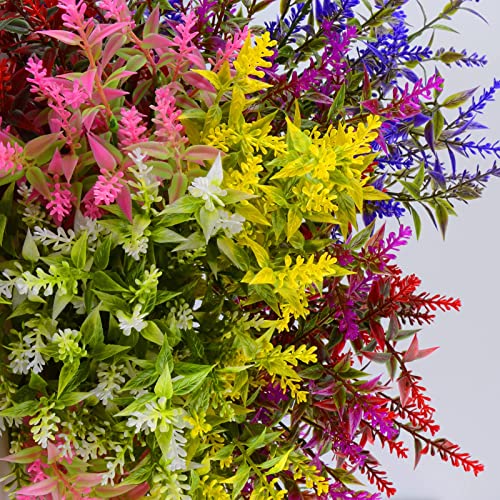Stylifing 12 Bundles Artificial Lavender Flowers, Uv Resistant Artificial Outdoor Plants For Decoration, No Fade Faux Plastic Plants Farmhouse Garden Porch Window Box Décor #TOP6
