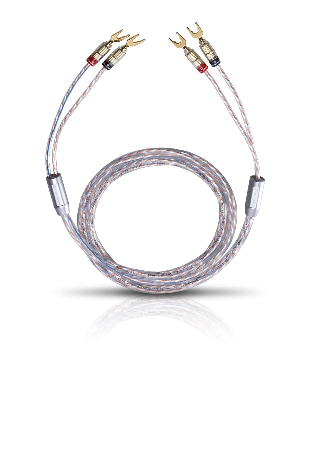 OEHLBACH Twin Mix One 300 Speaker Cable Set Silver-Plated 2 x 3.0 mm² with Cable Lug Connector Made in Germany 2 x 3 m Crystal Clear