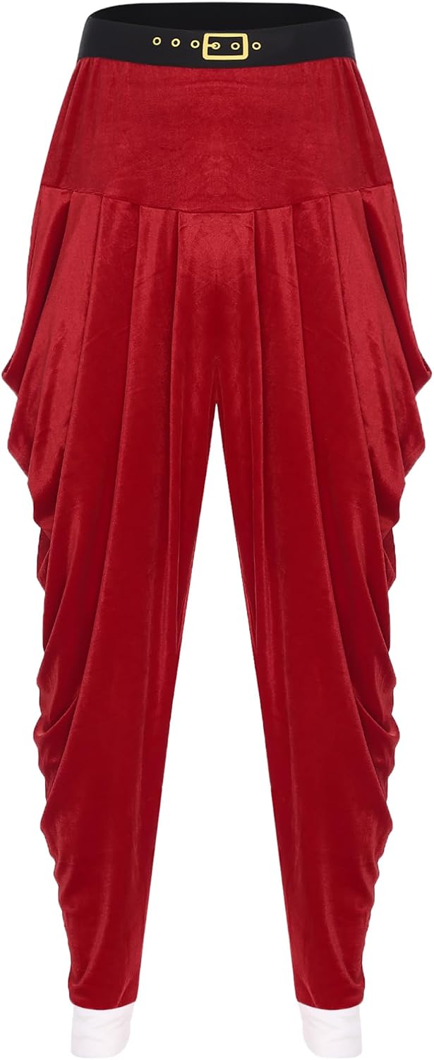 Agoky Mens Holiday Long Pants Santa Claus Red Xmas Trousers for Carnivals Themed Party Costumes Pants