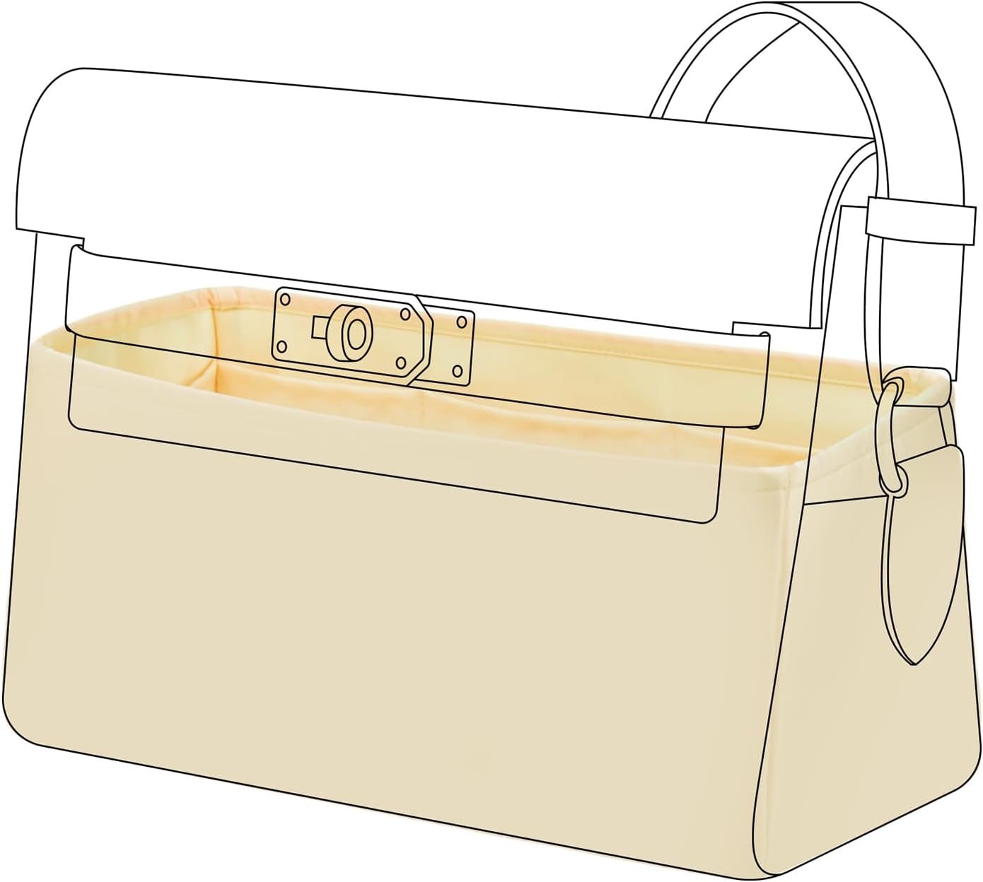 DGAZ Silk Purse Organizer Insert Fits Hermes Kelly Messenger Bags，Silky Smooth Bag Organizer，Luxury Handbag & Tote Shaper(Kelly Messenger PM,Black)