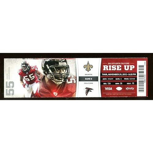 2012 Falcons v Saints Full Ticket 11/29 Drew Brees 341 YDs Georgia Dome 51720