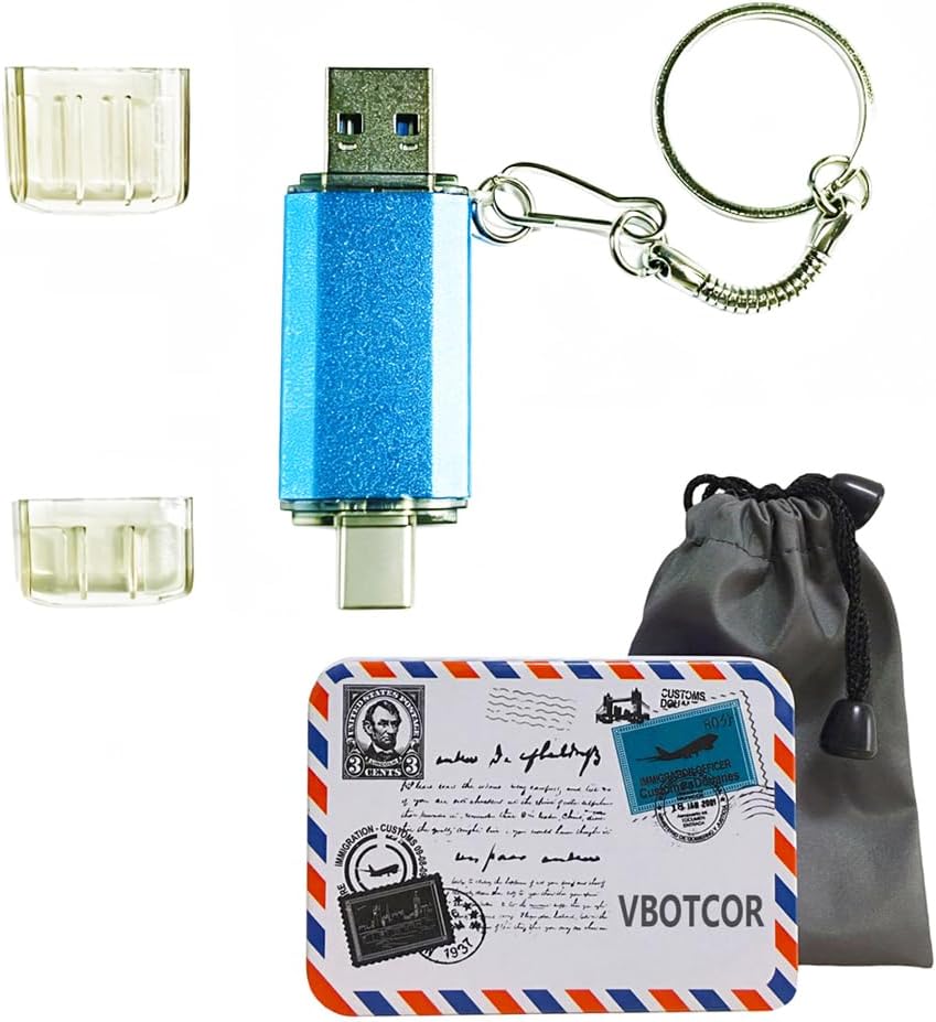 2 in 1 USB Type C OTG Flash Drive, High-Speed Dual USB & Type-C Thumb Drive, Photo Stick External Storage for Android Phone, PC, Laptop Blue 64GB