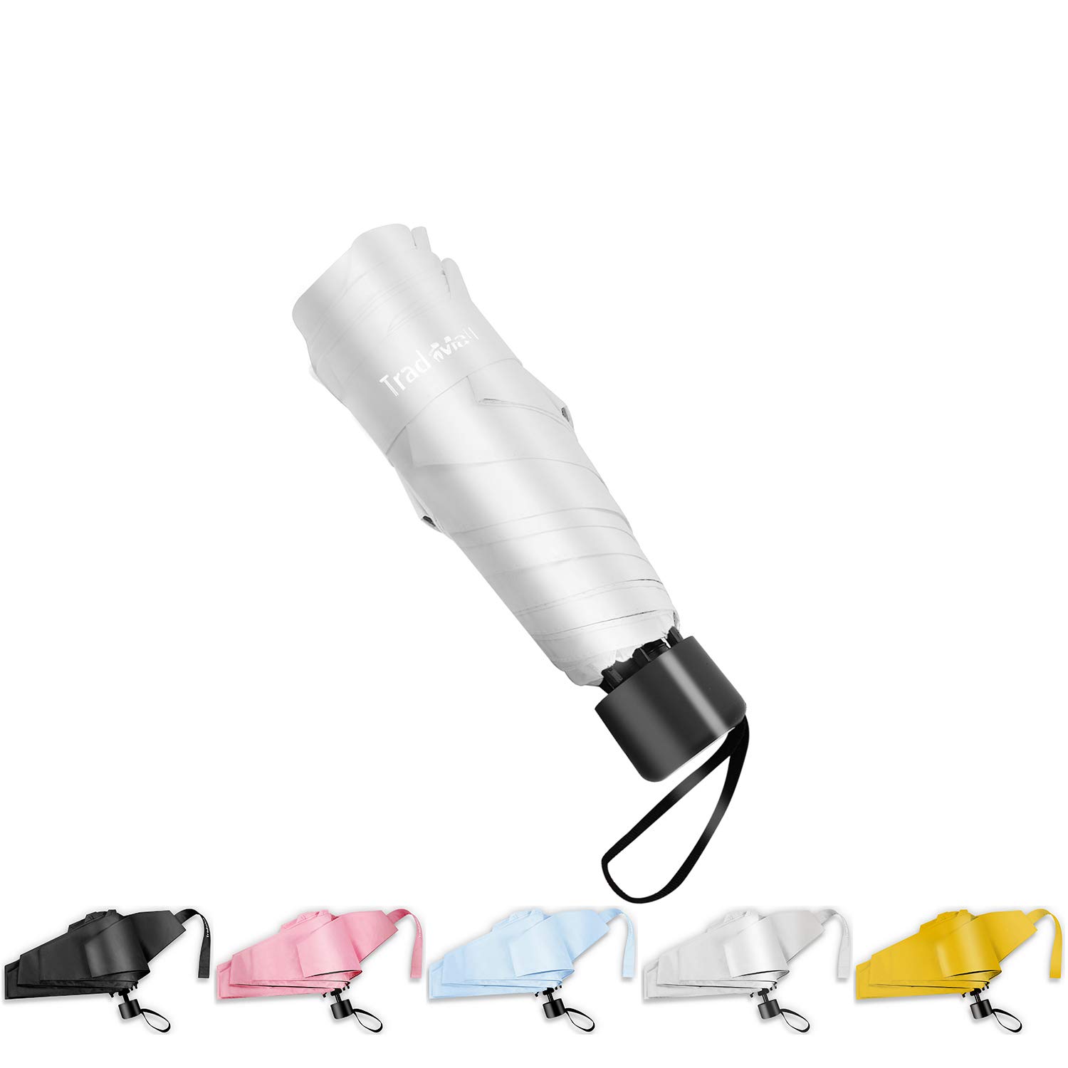 TradMallMini Travel Umbrella, Portable Lightweight Compact Parasol with 95% UV Protection for Sun & Rain