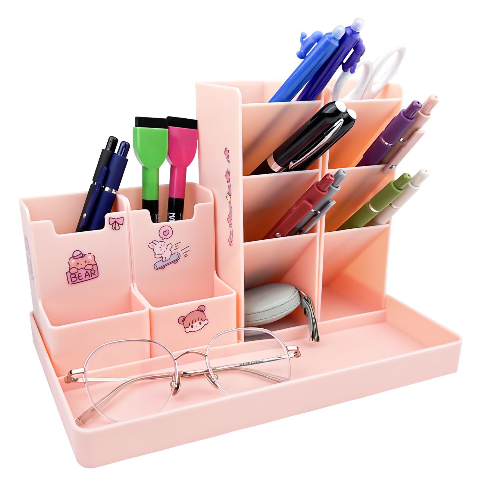 Comzantor Organizador Escritorio, Lapiceros para Escritorio, Portalapices Escritorio, Organizadores de Escritorio, Organizador Rotuladores Escritorio para la Escuela, la Oficina y el Hogar (Rosa)