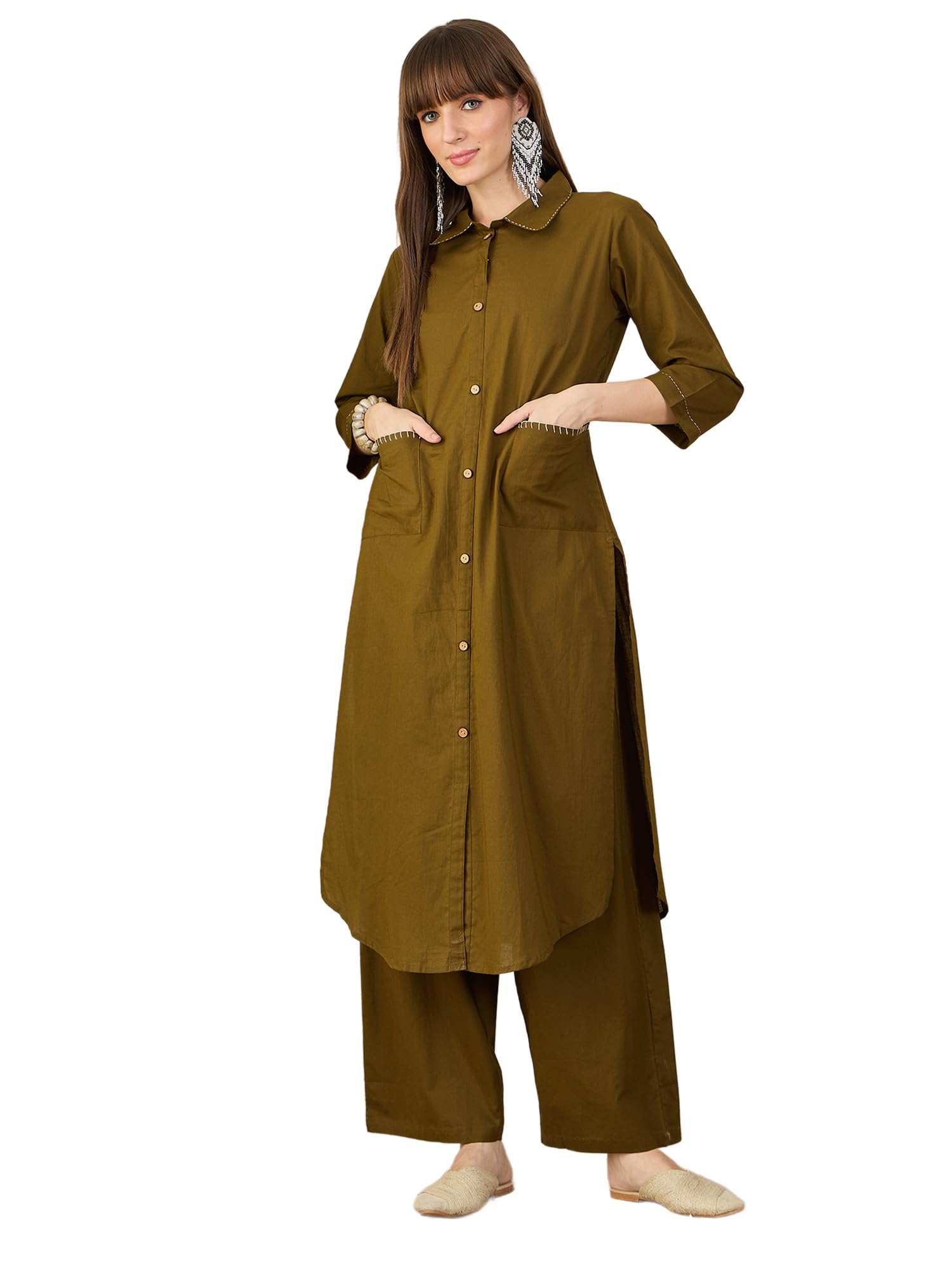 indo era Women's Catton Ethnic Co-Ord Set | Kurta Pant Set | Kurta Palazzo Set | Stylish Cotton Suit Set for Women,11900-picture-53