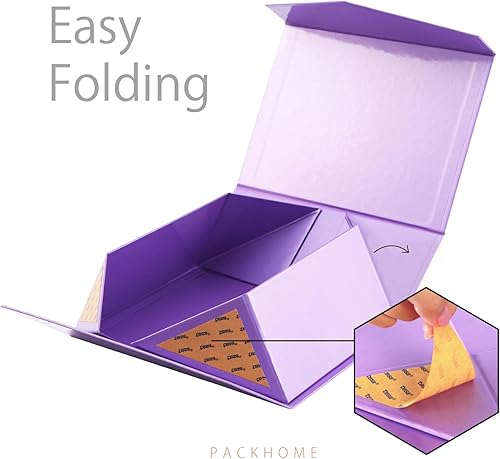 Miniatura 5 de PACKHOME Caja de regalo de 9 x 6.5 x 3.8 pulgadas, caja de dama de honor, caja plegable rectangular con tapa magnética para embalaje de regalo