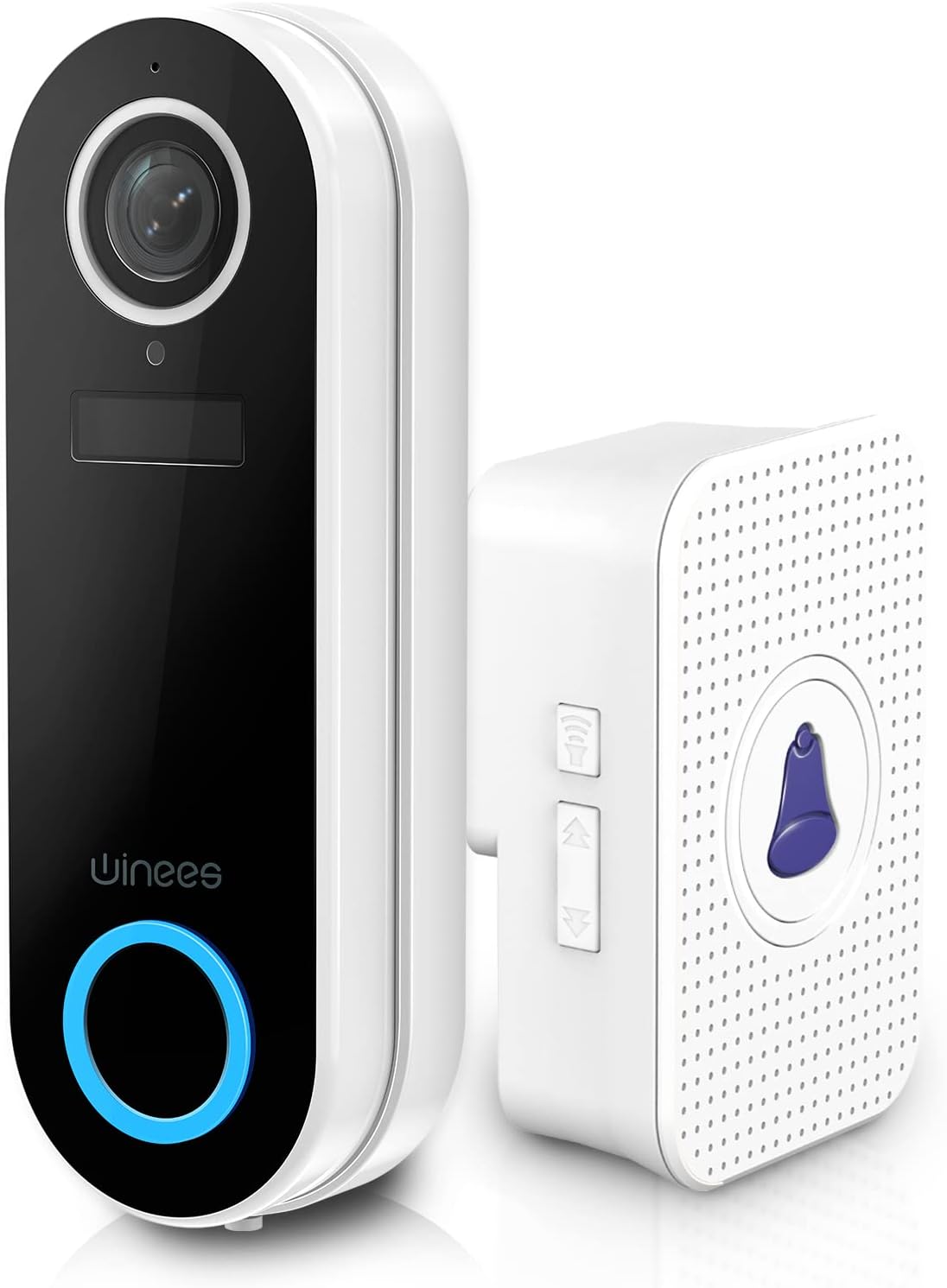 winees Video Doorbell Camera, Security Camera Doorbell HD 1080P with Chime, Wide Angle View, Night Vision Alexa Compatible, Motion Detection, Easy Installation, IP65 Waterproof, 2.4GHZ