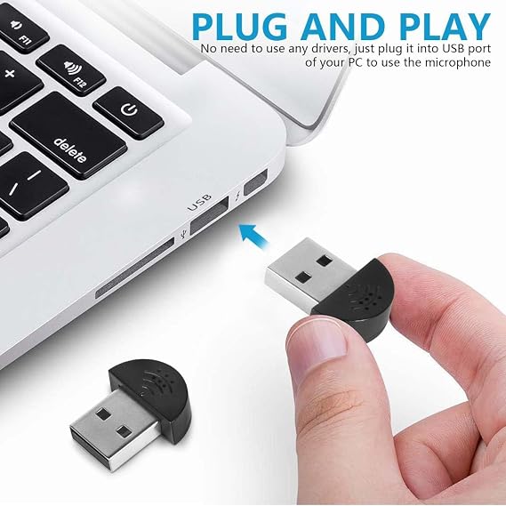 Mini USB Microphone for Pc, Microphone USB, Portable Plug-and-Play Driver-Free, for Computer Pc(Black)
