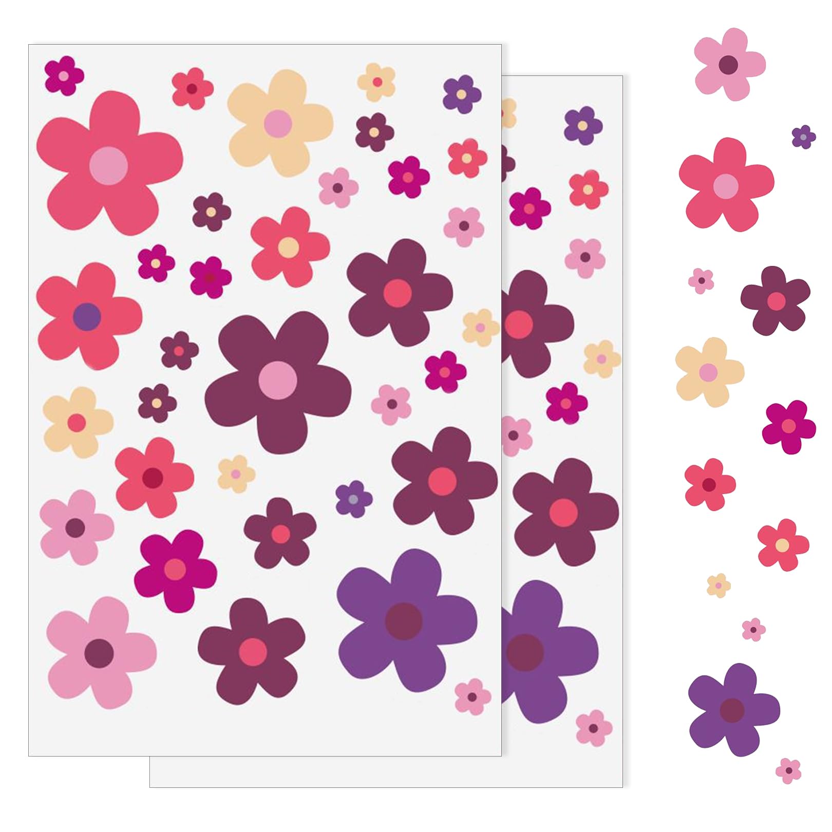 Amabro Set di 70 adesivi a forma di fiori, per auto, biciclette, moto, autobus, scooter, in vinile, impermeabili, per esterni, per finestre, diari, agenda, laptop, bagagli, decorazione (colore B
