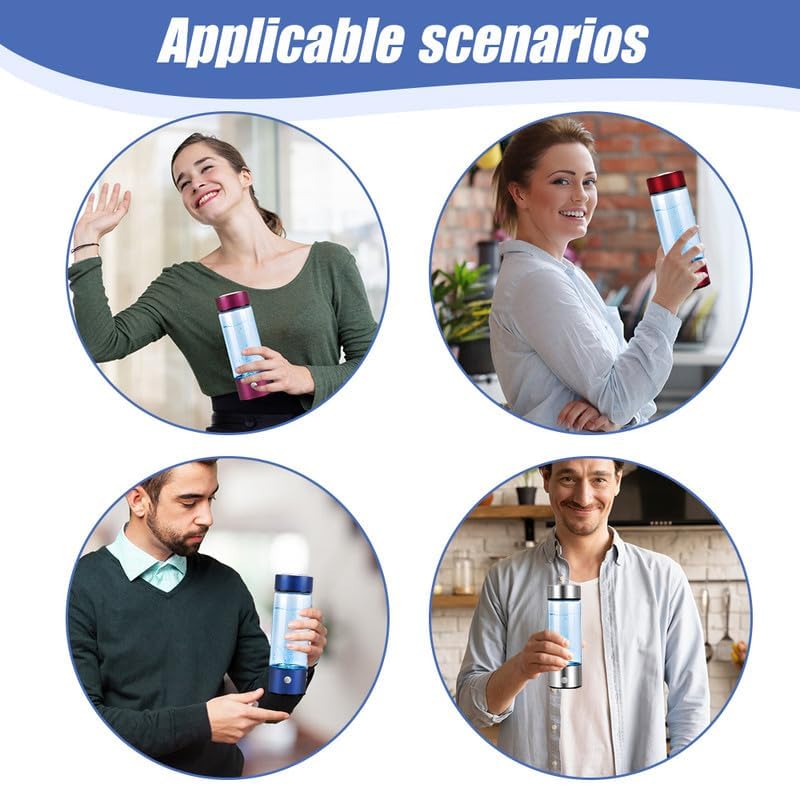 Miniatura 6 de Botella de agua de hidrógeno de 14 onzas 2024 nueva máquina ionizadora de agua de hidrógeno portátil, generador de agua de hidrógeno, taza de salud