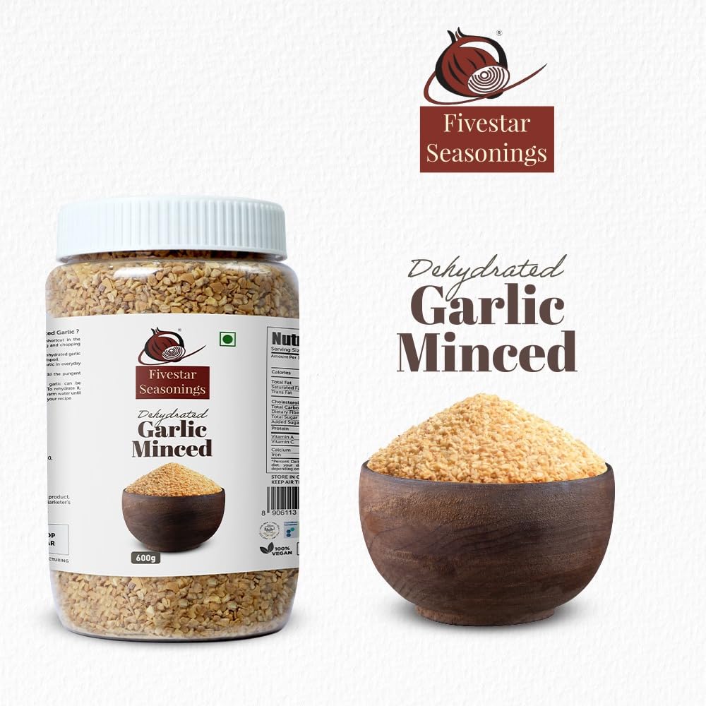 Nutty Fivestar Seasoning Minced Dried Garlic In Fresh, 100% Natural, Rich In Iron, Easy To Cook, 0% Trans-Fat Dehydrated Garlic Flakes (600G) 4
