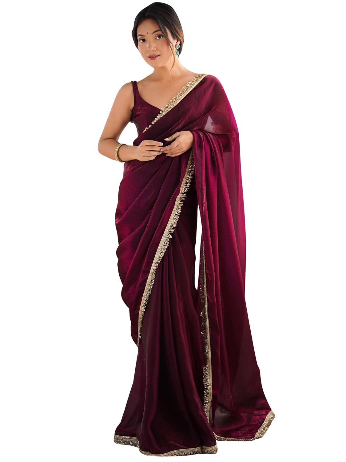 AKHILAM Women’s Shimmer Satin...