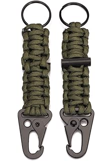 EKLORN 2 Pack Paracord Carabiner Survival Keychain Lanyard with Firestarter - coolthings.us
