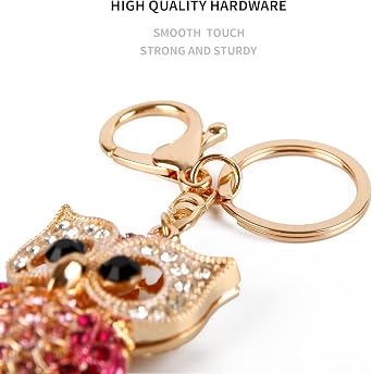TOPASION Cute Owl Rhinestone Keychain for Women Animal Key Chain Ring Charms for Purses