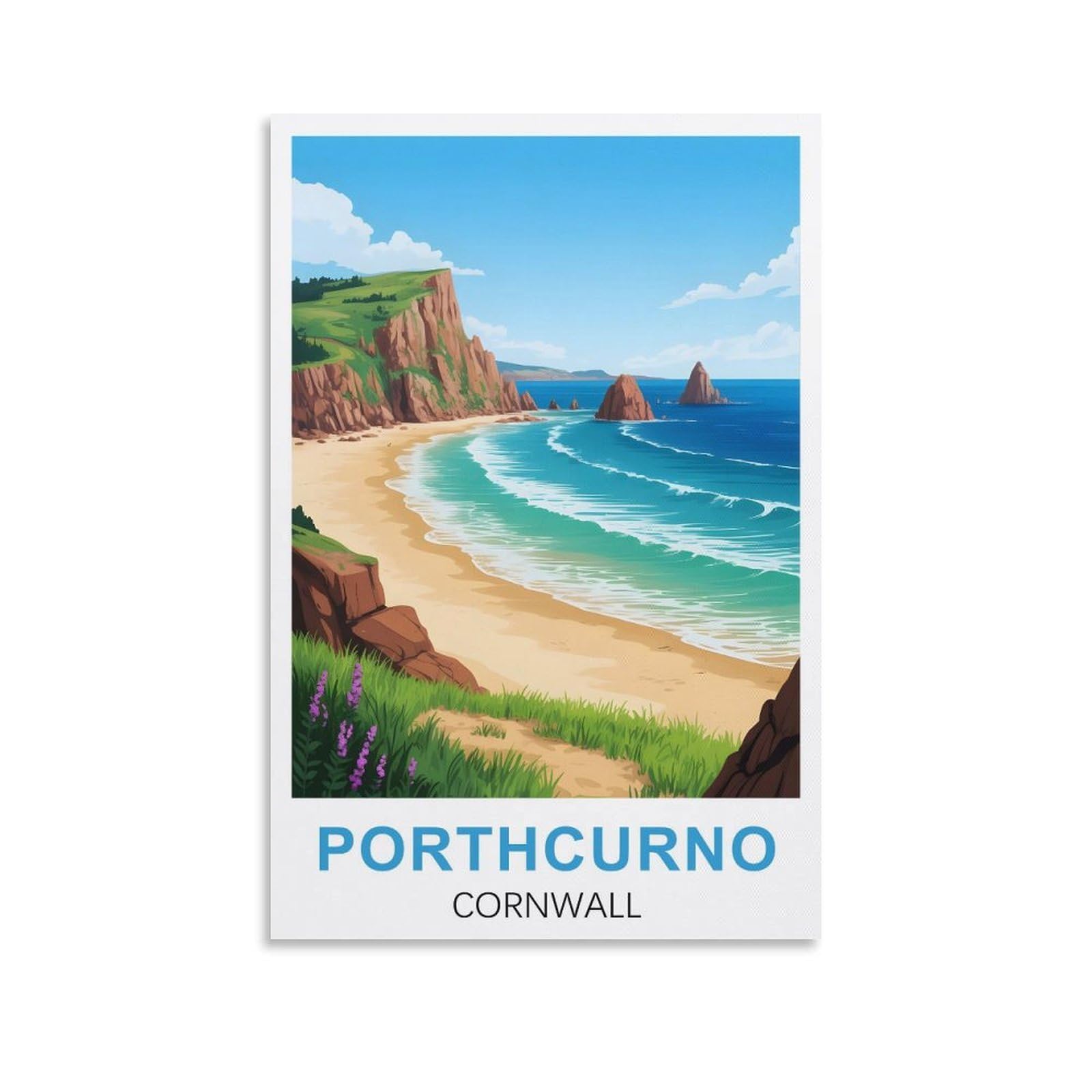 EZMLFA 5D Diamond Art Kits for Beginner,Porthcurno Beach Cornwall,Diamond Art House DIY Diamond Art Kits for Home Wall Decor 40x40cm