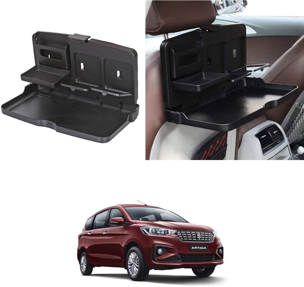 Oshotto (FT-02) Car Backseat Food Travel Dining Meal & Snaks Tray & Cup Holder Compatible with Maruti Suzuki Ertiga (Black) - 1 Piece