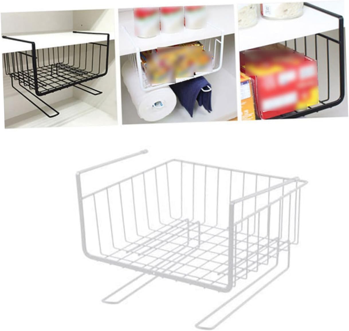 PRETYZOOM 2pcs White Cabinet Storage Shelf Simple under Table Organizer Rack Layered Partition Design for Kitchen Home Use Heavy-duty Material Easy Installation