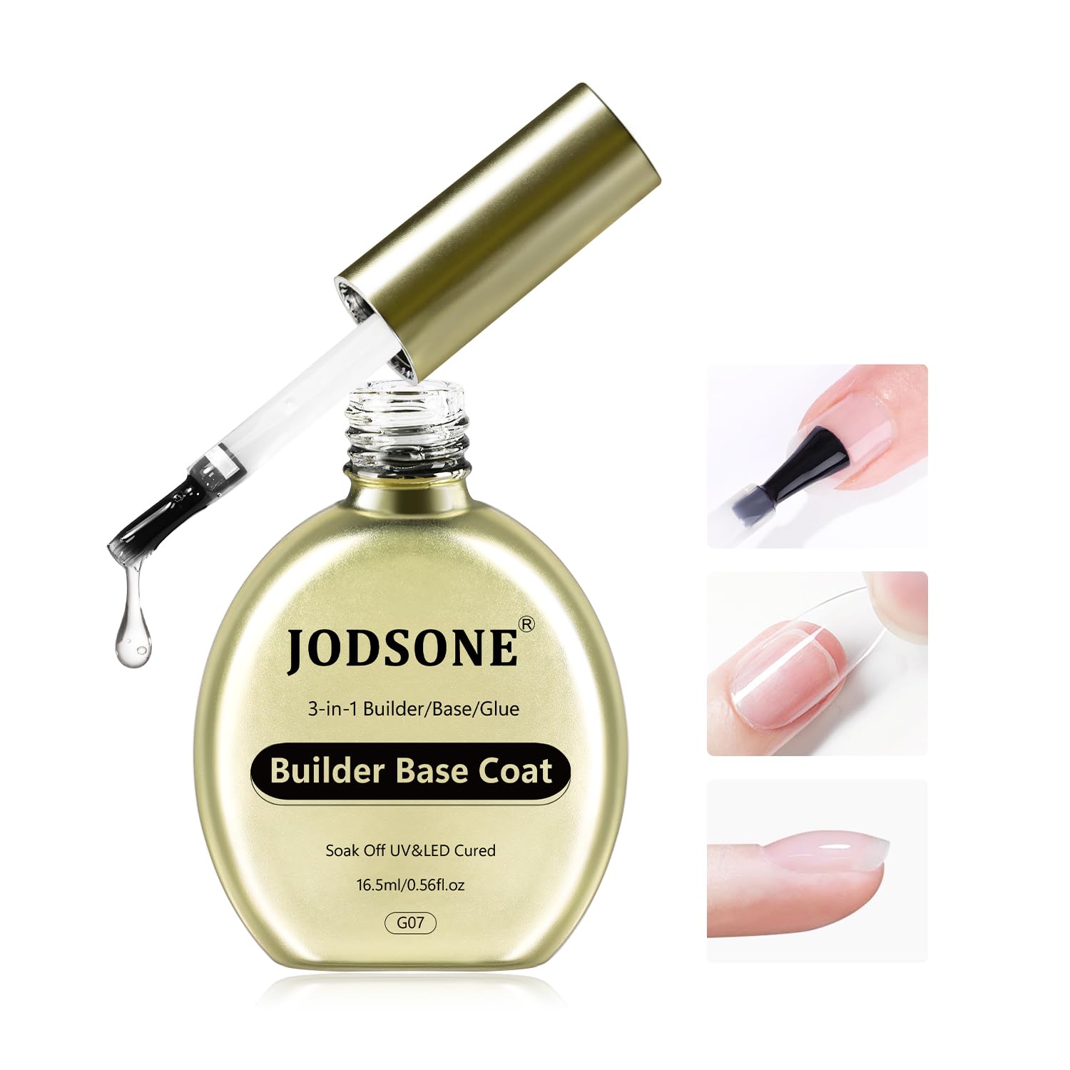 JODSONE 3-in-1 ビルダーゲルベースコート - 16.5ml ノンウィップ下地処理 ジェルネイル用・ネイルチップ&オーバーレイ構造対応・長時間持続・U V/LED硬化 DIYネイルアート向け
