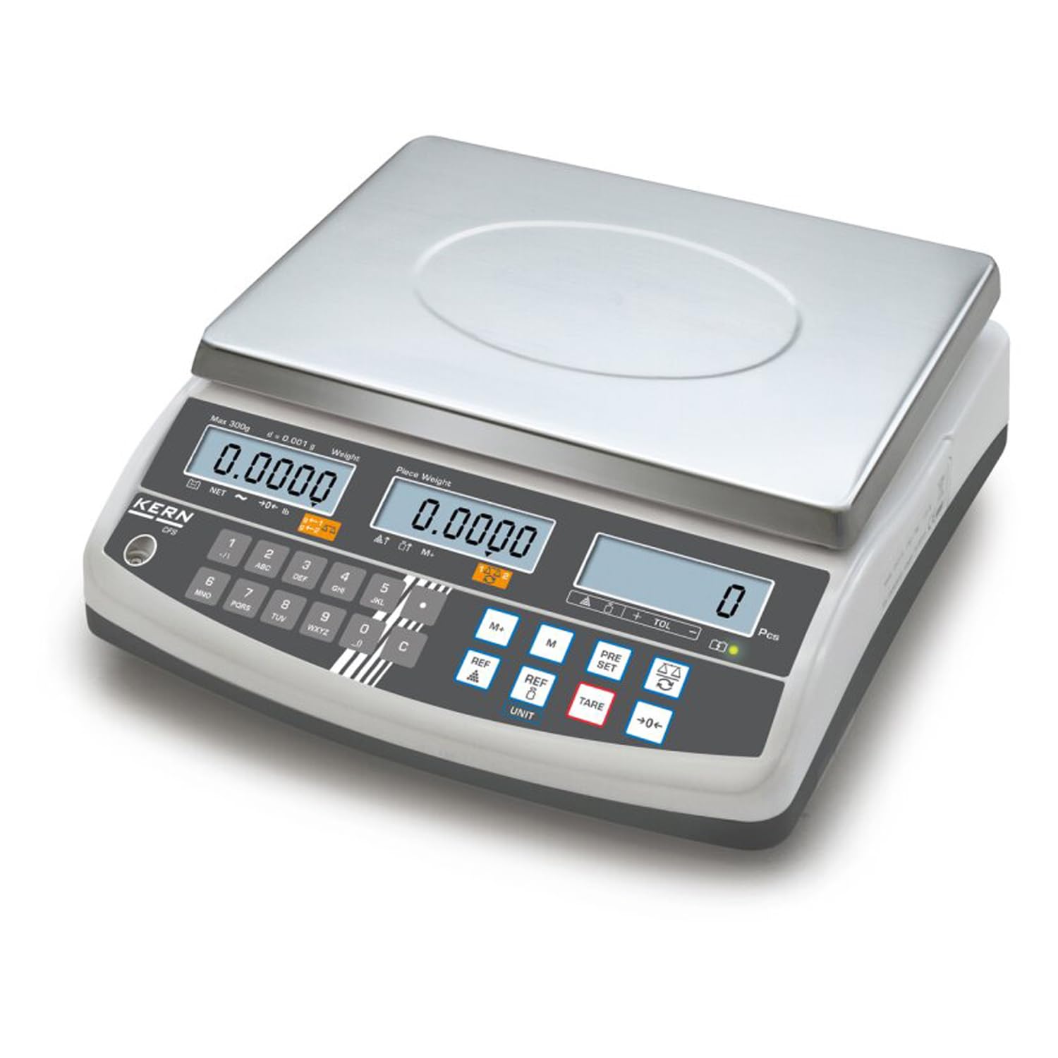 Kern, bilancia professionale con tasti di memoria per 100 articoli e interfaccia secondaria (Kern CFS 6K0.1), fino a 0,1 g di precisione, campo massimo di pesata: 6 kg