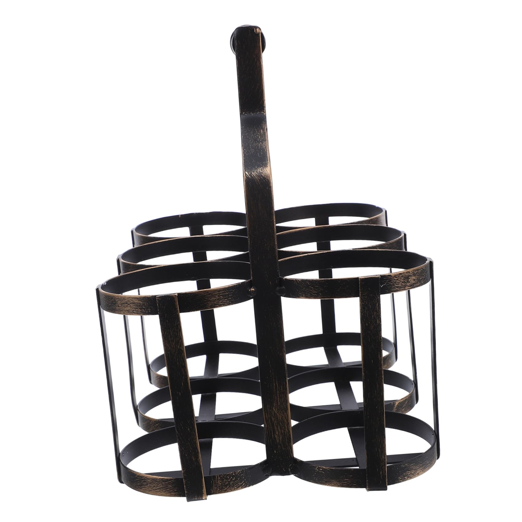 Portabottiglie per 6 Bottiglie in Ferro Stile Vintage Americano con Manico Cestino Organizer per Birra Vino per Feste e Picnic