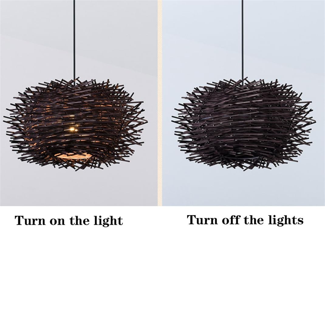 Lanterna a Forma di Nido d'uccello Creativa, con Paralume in Vimini, Stile Bohémien, Adatta per lampade da soffitto industriali, per ristoranti, Bar, Sale da Pranzo, Confezione da 1.