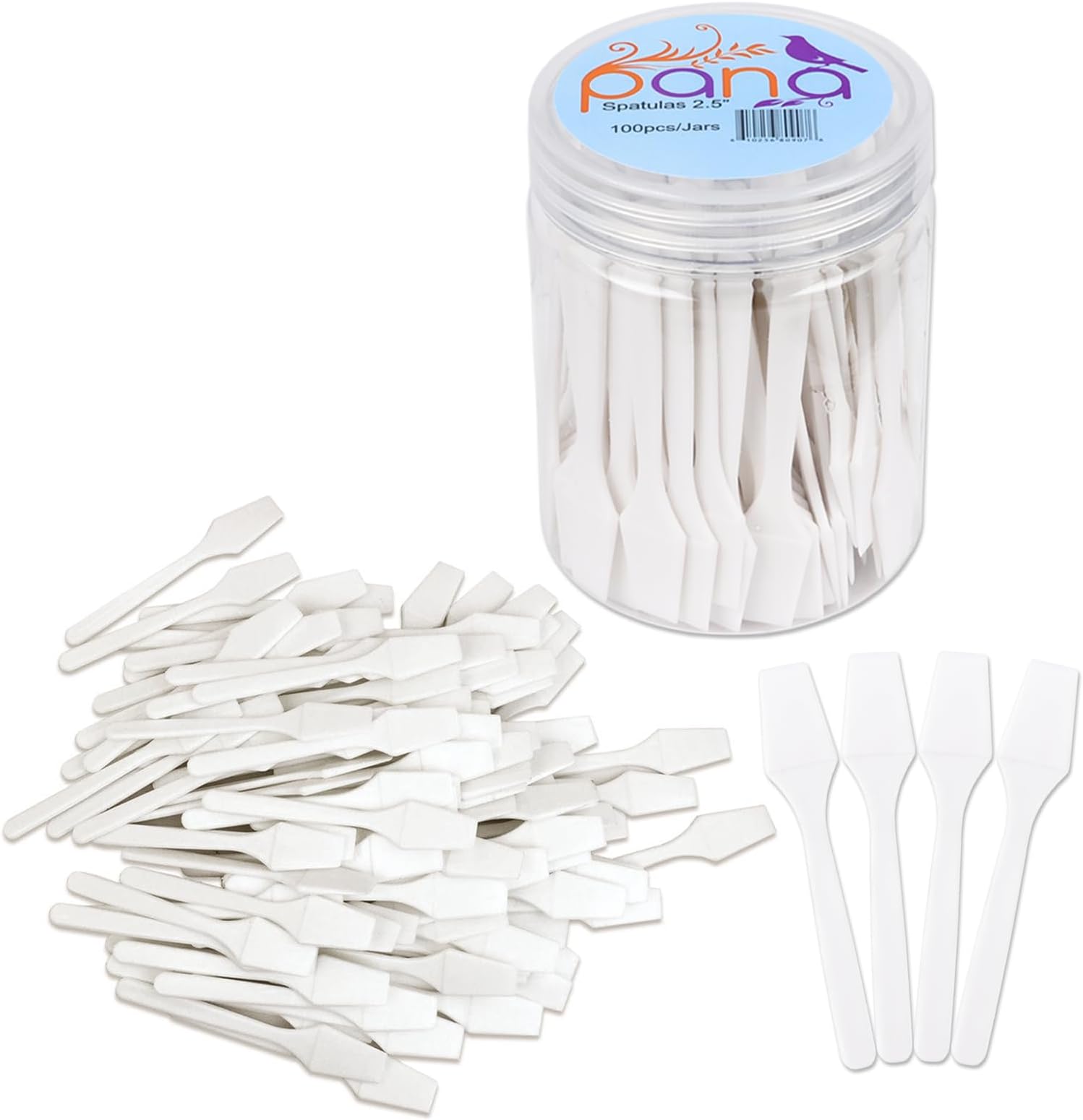 PANA Plastic Cosmetic Make Up Disposable Skin Care Facial Cream Mask Spatula - 2.5in, White (100 Pieces)