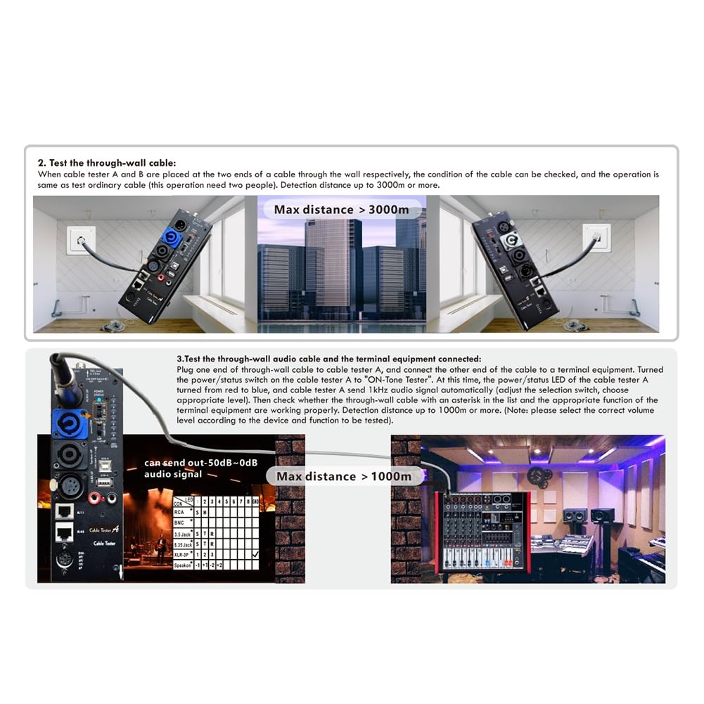 CT-90AB Tester di Cavi Audio Multi-Funzione Staccabile 16 In 1 Strumento di Test Cavi con Display Digitale XLR Automazione