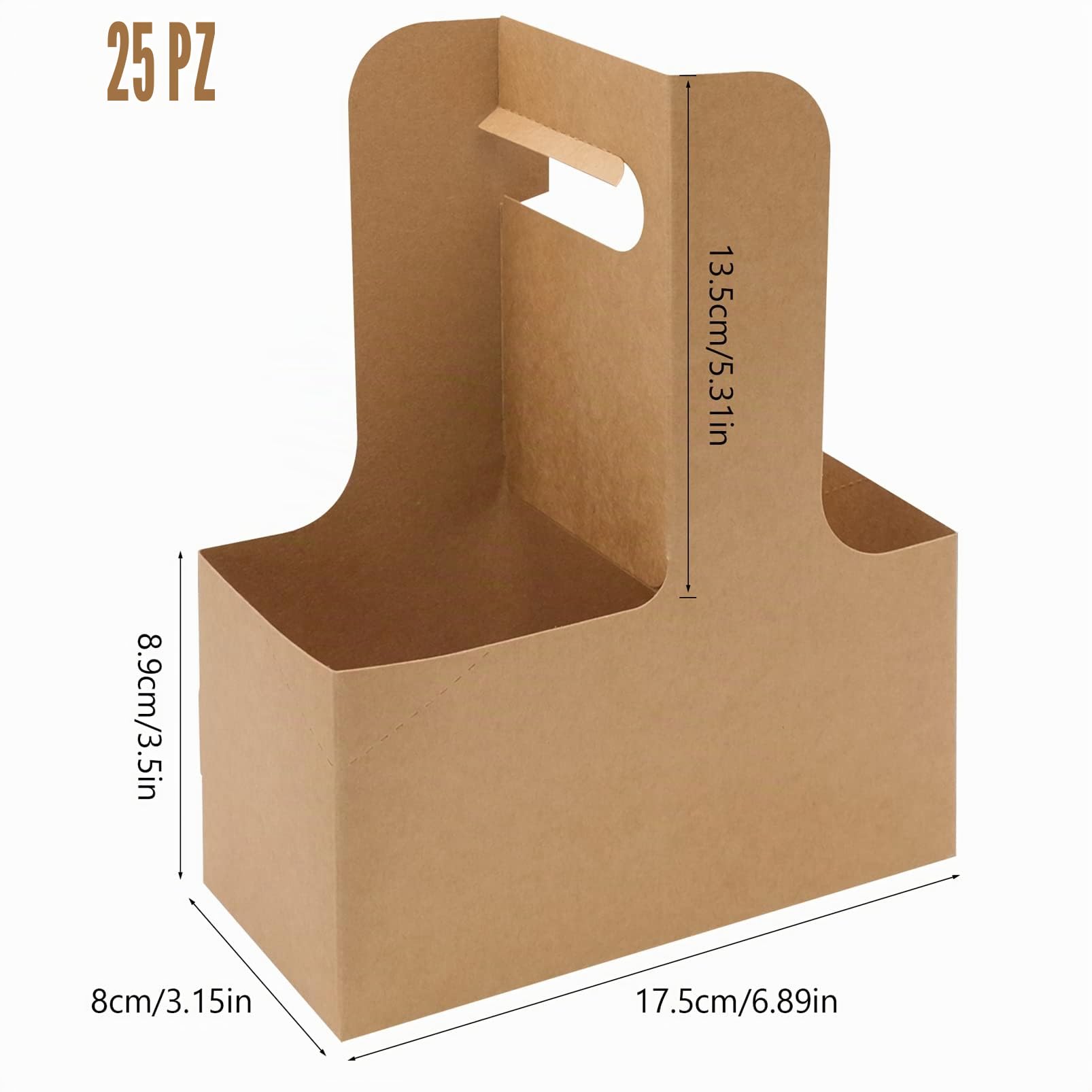 25 Pack Portabicchieri in Cartone, 2 fori Contenitore porta bicchieri con maniglia per bar ristorante contenitori take away