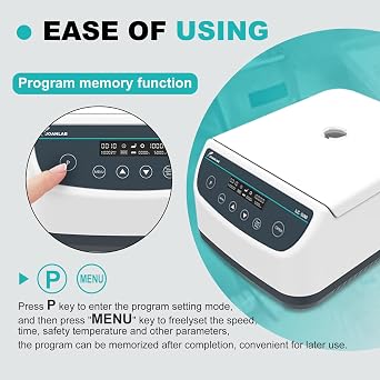 LC500-6 Lab Centrifuge, 500-4000RPM, 2146xg | 9 programmable presets, digital, 2/5/10/15/50ml tubes, imbalance auto-stop, lid lock, PRP plasma separation