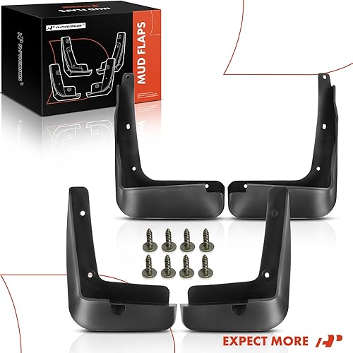 Miniatura 8 de A-Premium Juego de 4 unidades de guardabarros con accesorios compatibles con Hyundai Sonata, 2015-2016, sedán, color negro, delantero y trasero