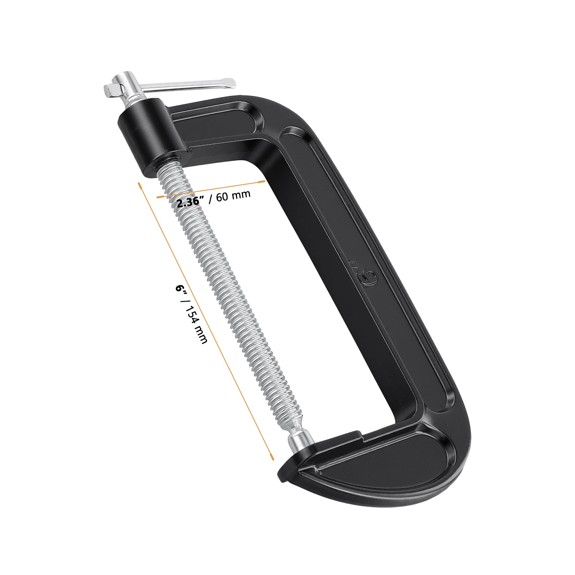 5 abrazaderas G de 6 pulgadas, 154 mm, abrazaderas G resistentes con tornillo ajustable, abrazadera C de resistencia industrial para carpintería, construcción, soldadura, color negro