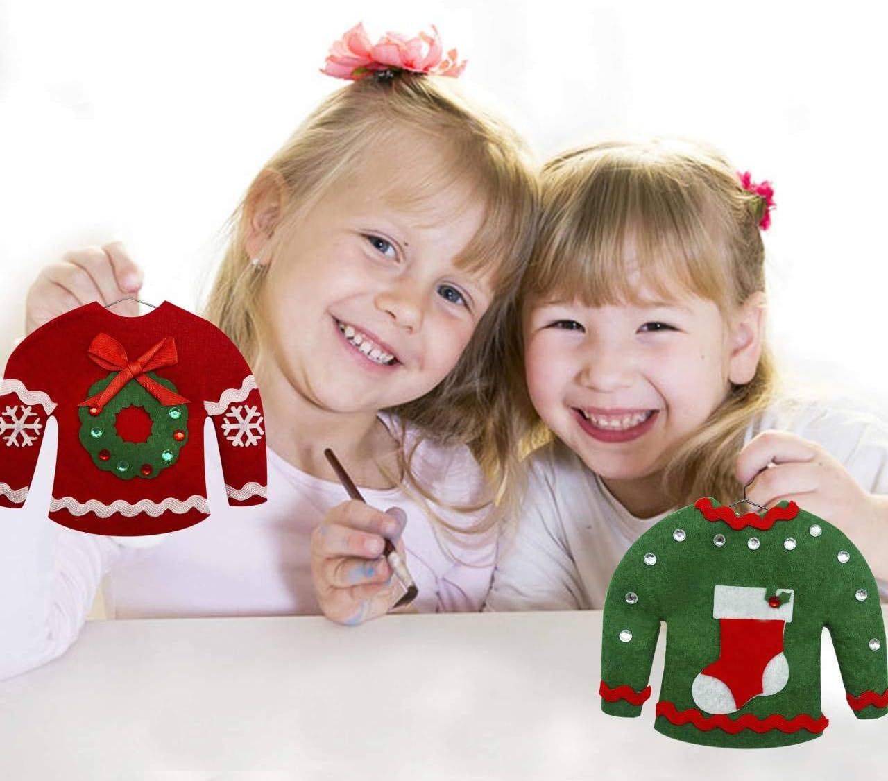 6 DIY Ugly Sweater Christmas Tree Ornament Holiday Craft Kit Decoration for Kids Gift Toys Stuffers Décor : Toys & Games