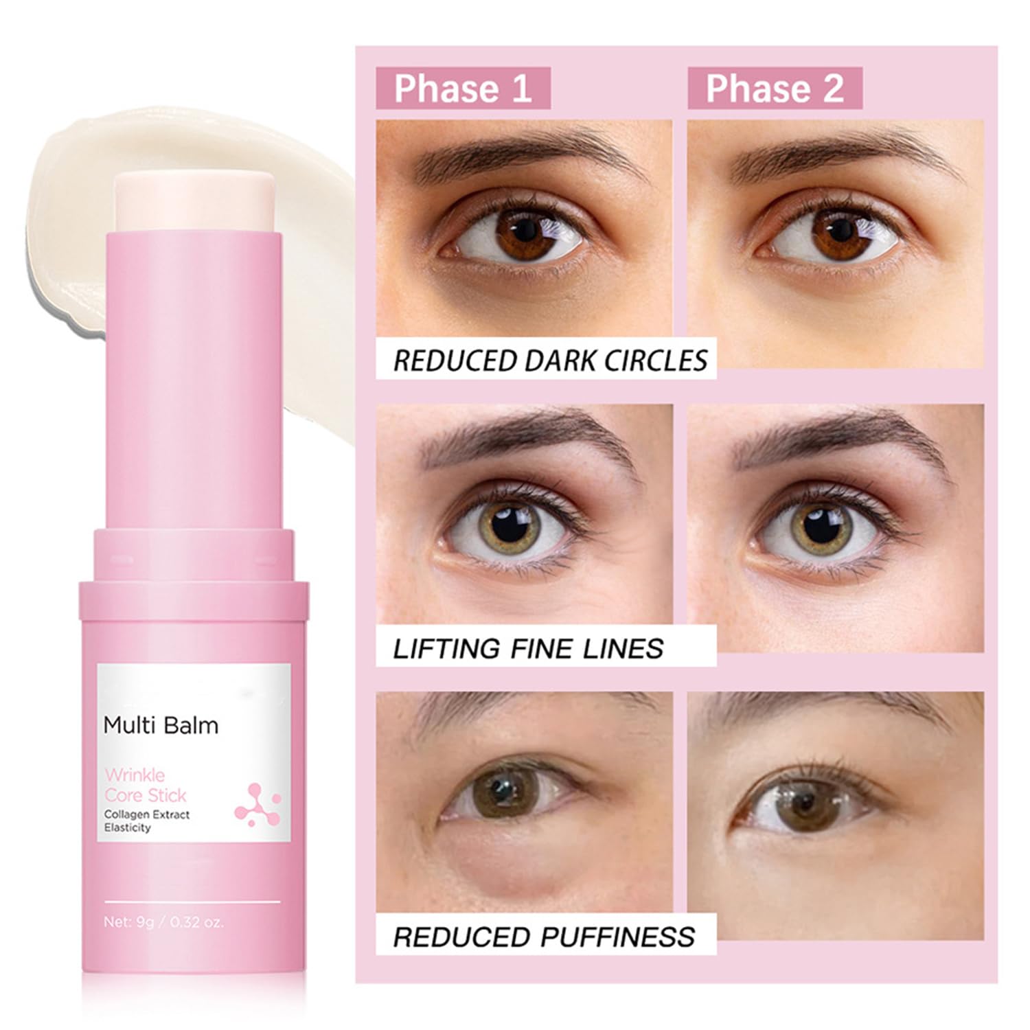 Baorder 2PCS Calcium Volume Multi Balm,Hydrating Multi Eye Balm Stick,Korean Collagen Moisturizing Glow,Hydrating Firming for Face, Eyes, Lips & Neck