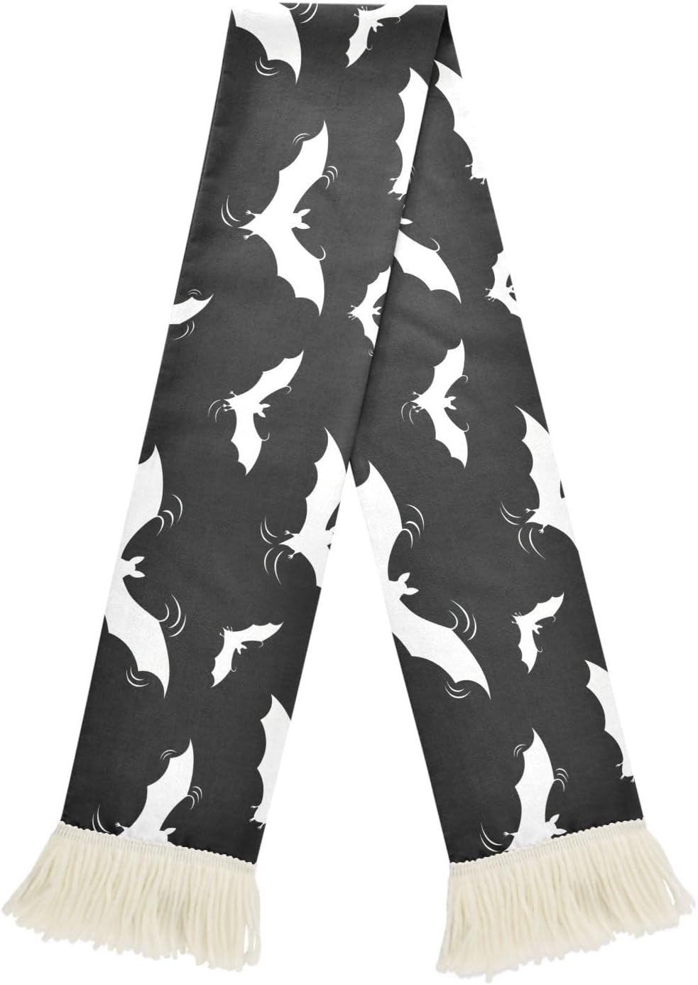 CHIFIGNO White Bats Black Sports Fan Scarf, Soft Absorbent Sweat Towel Wrap for Soccer Games, Cheering Rally Accessory